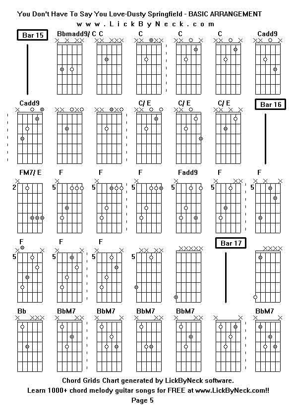 Chord Grids Chart of chord melody fingerstyle guitar song-You Don't Have To Say You Love-Dusty Springfield - BASIC ARRANGEMENT,generated by LickByNeck software.